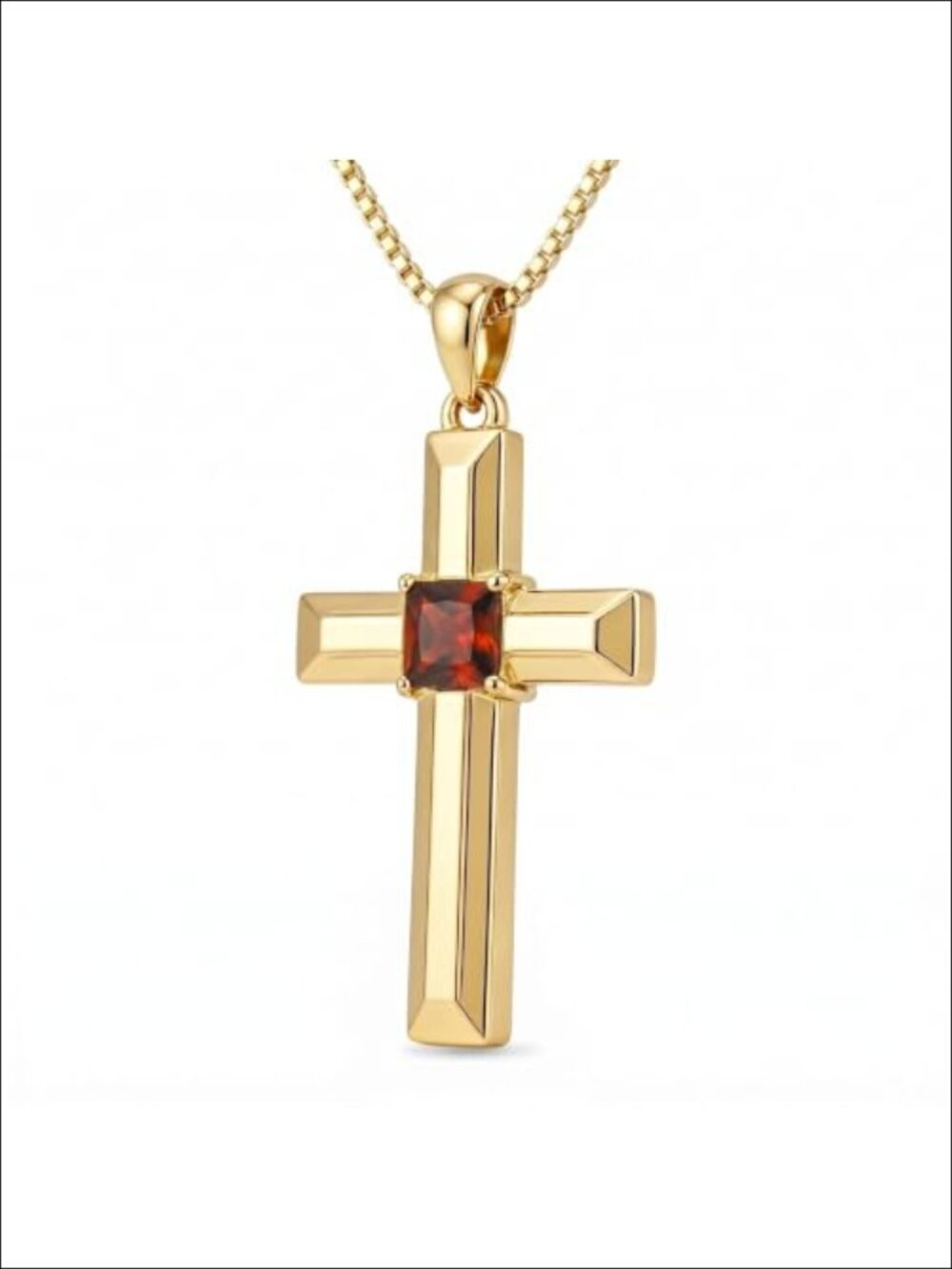 14K Gold Plated Birthstone Cross Pendant Necklace for Women